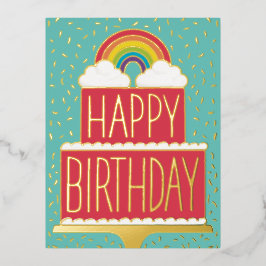 Rainbow Cake Happy Birthday Gold Folie Feestdagen Briefkaart