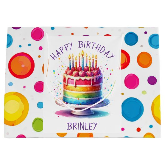 Rainbow Cake Happy Birthday Groot Cadeauzakje (Voorkant)