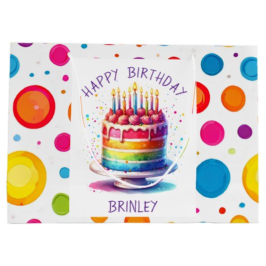 Rainbow Cake Happy Birthday Groot Cadeauzakje (Achterkant)