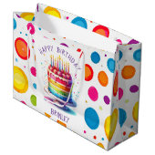 Rainbow Cake Happy Birthday Groot Cadeauzakje (Voorkant Gekanteld)