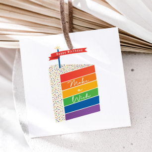 Rainbow Cake Happy Birthday maak een Wish Gift Lab Bedankjes Labels