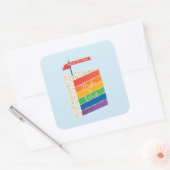 Rainbow Cake Happy Birthday maakt een wens Vierkante Sticker (Envelop)