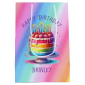 Rainbow Cake Happy Birthday Medium Cadeauzakje (Achterkant)