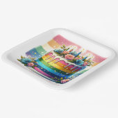 Rainbow Cake Happy Birthday Party Gepersonaliseerd Papieren Bordje (Gebogen)