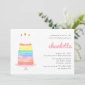 Rainbow Cake Kids Verjaardagsfeest Kaart (Staand voorkant)