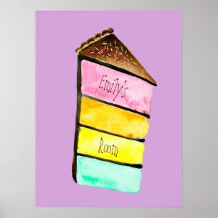 Rainbow cake meisje kamer naam poster