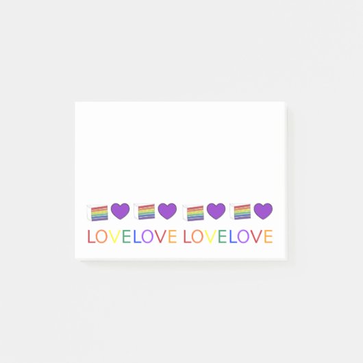 Rainbow Cake Paars Heart LOVE Gay Pride Post Post-it® Notes (Voorkant)