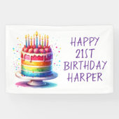 Rainbow Cake Personalized Happy Birthday Spandoek (Horizontaal)