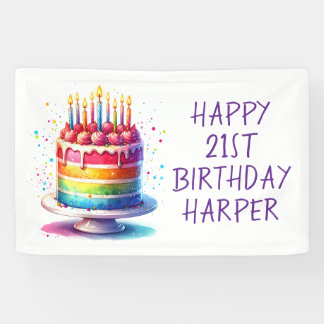 Rainbow Cake Personalized Happy Birthday Spandoek