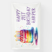 Rainbow Cake Personalized Happy Birthday Spandoek (Verticaal)