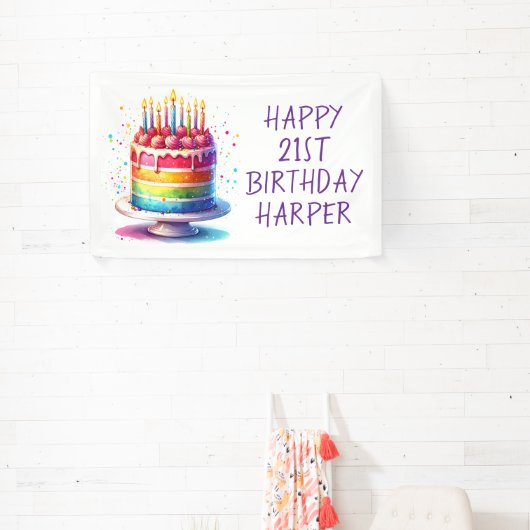 Rainbow Cake Personalized Happy Birthday Spandoek (Insitu)