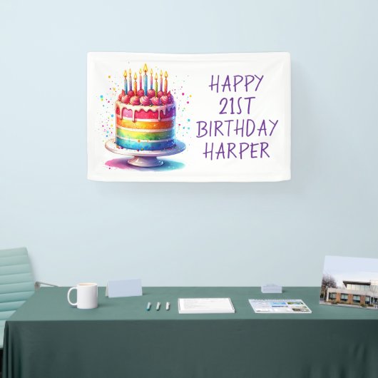 Rainbow Cake Personalized Happy Birthday Spandoek (Beurs)