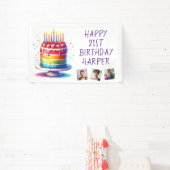 Rainbow Cake Personalized Photo Happy Birthday Spandoek (Insitu)