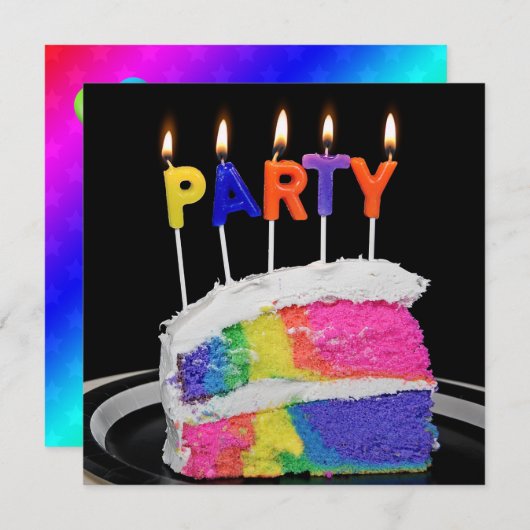 Rainbow Cake Verjaardagsfeestje Kaart (Voorkant / Achterkant)