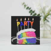 Rainbow Cake Verjaardagsfeestje Kaart (Staand voorkant)