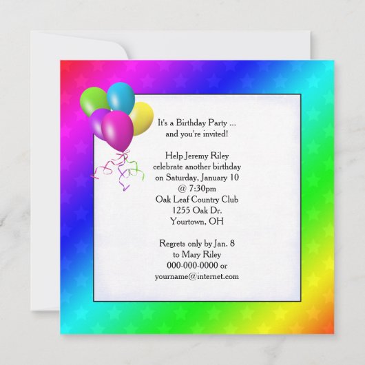 Rainbow Cake Verjaardagsfeestje Kaart (Achterkant)