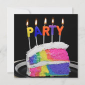 Rainbow Cake Verjaardagsfeestje Kaart (Voorkant)