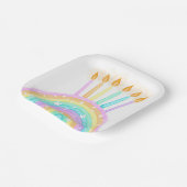 Rainbow Cake Verjaardagsfeestje Papieren Bordje (Gebogen)
