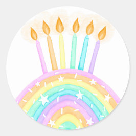 Rainbow Cake Verjaardagsfeestje Ronde Sticker
