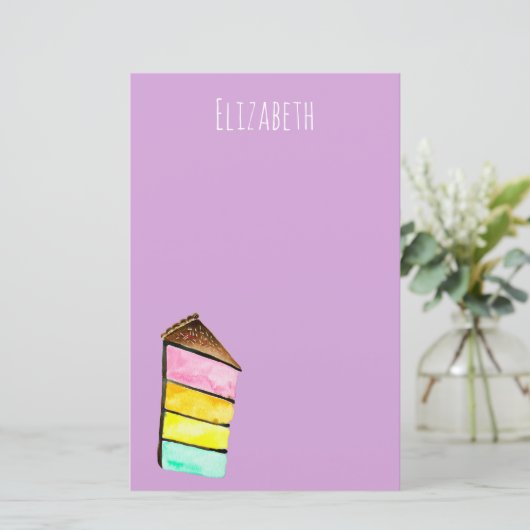 Rainbow Cake waterverf schattig Briefpapier (Staand voorkant)