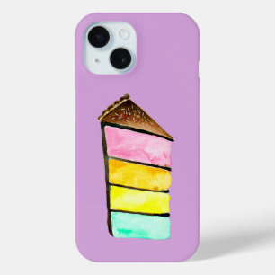 Rainbow Cake waterverf schattig iPhone 15 Case