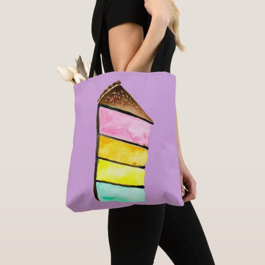 Rainbow Cake waterverf schattig Tote Bag (Dichtbij)