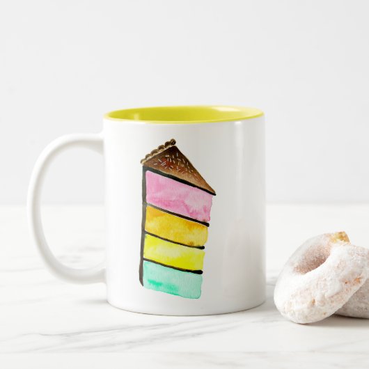 Rainbow Cake waterverf schattig Tweekleurige Koffiemok (Met donut)
