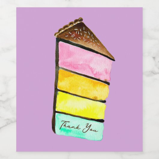 Rainbow Cake waterverf schattig Wijn Etiket (Enkel label)