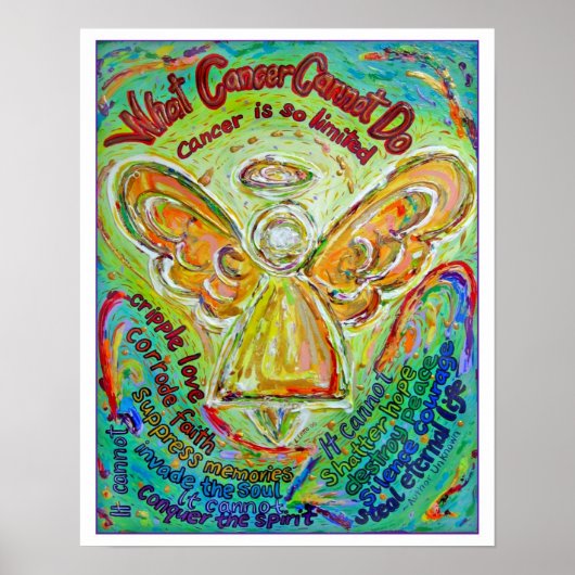 Rainbow Cancer Angel Poster Print (White Edge) (Voorkant)