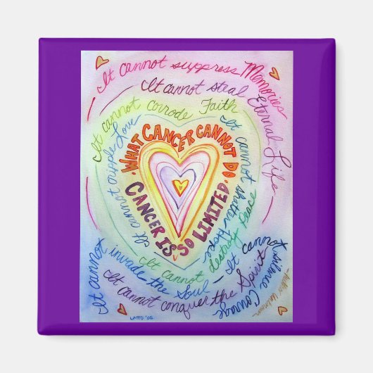 Rainbow Cancer Heart Magnet (Voorkant)