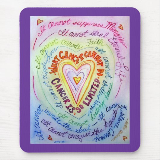 Rainbow Cancer Heart Mousepad Muismat (Voorkant)