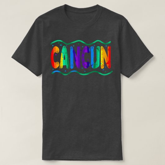 Rainbow Cancun Meico Typografie Ocean Waves T-shirt (Design voorkant)