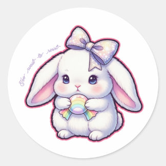 Rainbow Candy Bunny - Sweet Dreamy Treat Kawaii Ronde Sticker