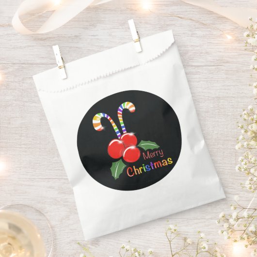 Rainbow Candy Cane Christmas Favoriete Bag Bedankzakje (Geknipt)