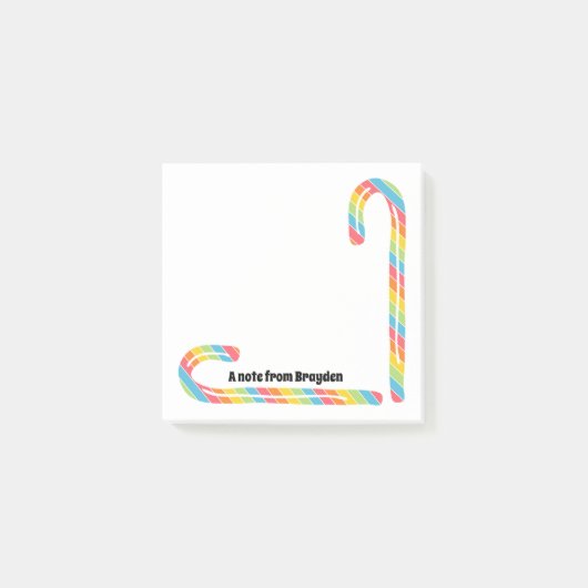 Rainbow Candy Cane Custom Tekst Kerstmis Post-it® Notes (Voorkant)