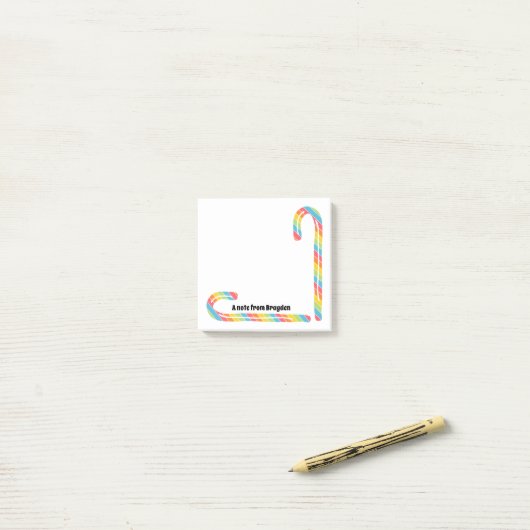 Rainbow Candy Cane Custom Tekst Kerstmis Post-it® Notes (Op bureau)