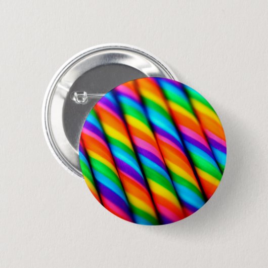 Rainbow Candy Cane Ronde Button 5,7 Cm (Voorkant /achterkant)