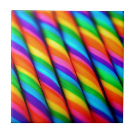 Rainbow Candy Cane Tegeltje (Voorkant)