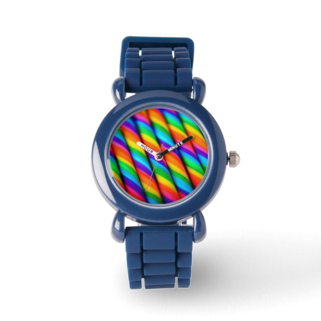 Rainbow Candy Cane Watch Horloge (Voorkant)