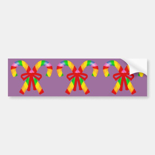 Rainbow Candy Canes Bumpersticker (Voorkant)