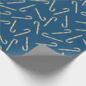 Rainbow Candy Canes Dark Blue Kerstmis Cadeaupapier (Hoek)