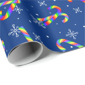 Rainbow Candy Canes kerst Cadeaupapier (Rol Hoek)