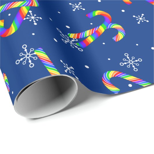 Rainbow Candy Canes kerst Cadeaupapier (Rol Hoek)