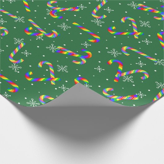 Rainbow Candy Canes kerst Cadeaupapier (Hoek)
