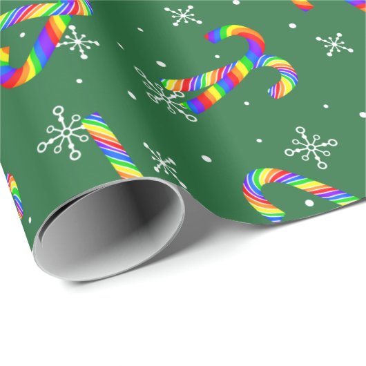Rainbow Candy Canes kerst Cadeaupapier (Rol Hoek)