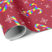 Rainbow Candy Canes kerst Cadeaupapier (Rol Hoek)