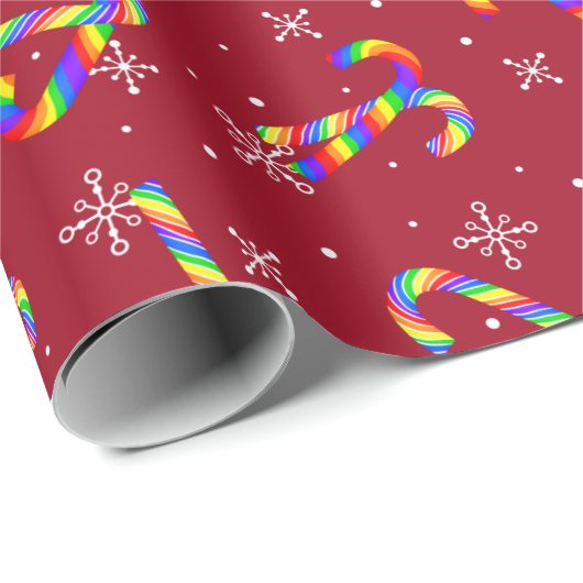 Rainbow Candy Canes kerst Cadeaupapier (Rol Hoek)