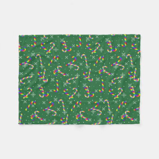 Rainbow Candy Canes kerst Fleece Deken (Voorkant (Horizontaal))