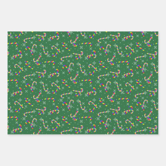 Rainbow Candy Canes kerst Inpakpapier Vel (Voorkant 3)