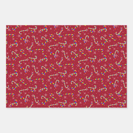 Rainbow Candy Canes kerst Inpakpapier Vel (Voorkant 2)